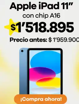 Éxito Apple ipad 11" con chip a16 oferta