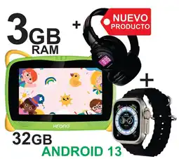 Falabella Tablet 3GB RAM 7 Pulgadas Niños Android 13 32GB Wifi + DIADEMA + RELOJ VERDE oferta