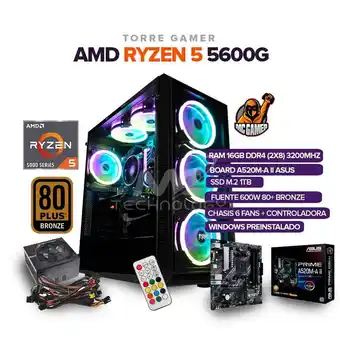 Falabella TORRE GAMER RYZEN 5 5600G/ 16GB /1TB SSD M.2 /BOARD A520M-A / CHASIS 4FANS oferta