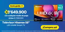 Éxito Hisense televisor 58" oferta