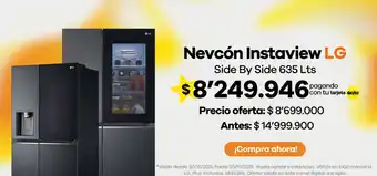 LG Nevcón Instaview Side By Side 635 Lts