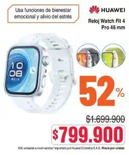 Alkosto Huawei Reloj Watch Fit 4 Pro 46 mm oferta