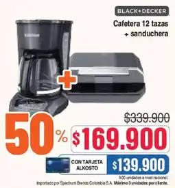 Alkosto Black+Decker cafetera 12 tazas + sanduchera oferta