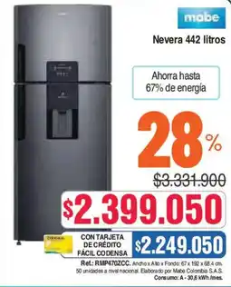 Alkosto Mabe Nevera 442 litros oferta