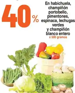 Alkosto En habichuela, champiñón portobello, pimentones, espinaca, lechugas verdes y champiñón blanco entero oferta