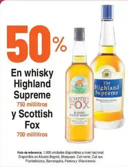 Alkosto En whisky highland supreme y scottish fox oferta