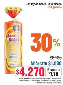 Alkosto Santa Clara pan tajado blanco oferta