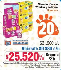 Alkosto Alimento húmedo Whiskas y Pedigree oferta