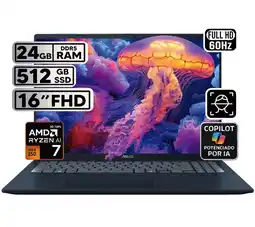 Falabella PORTÁTIL VIVOBOOK 16 RYZEN AI 7 24GB 512GB SSD PANTALLA 16″ WUXGA oferta