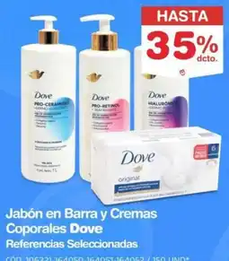 Makro Dove jabón en barra y cremas coporales oferta