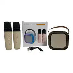Falabella Kit Parlante Bluetooth Portátil Mini Karaoke + 2 Microfonos Crema oferta
