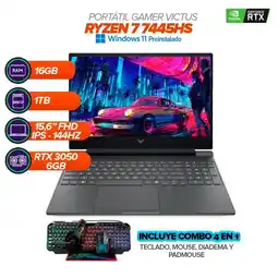 Falabella Portátil Gamer Victus / Ryzen 7 7445HS / RTX 3050 6GB / RAM 16GB / SSD 1TB / 15.6″ FHD 144Hz oferta