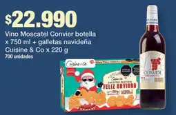 Jumbo Convier Vino Moscatel + Cuisine & Co galletas navideña oferta