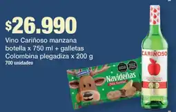 Jumbo Cariñoso vino manzana + Colombina plegadiza oferta