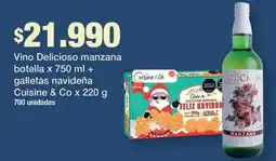 Jumbo Delicioso vino manzana + Cuisine & Co galletas navideña oferta