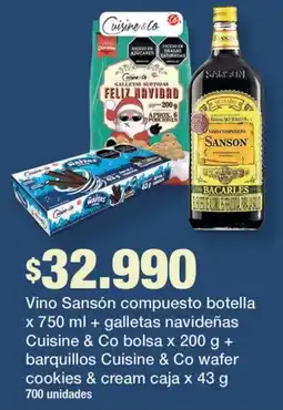 Jumbo Sanson vino compuesto + Cuisine & Co galletas navideñas + Cuisine & Co barquillos oferta