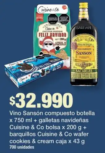 Sanson vino compuesto + Cuisine & Co galletas navideñas + Cuisine & Co barquillos
