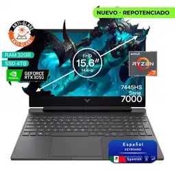 Falabella Portátil Gamer Victus AMD Ryzen 7 RAM 32GB SSD 4TB RTX 3050 6GB 144Hz oferta