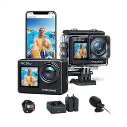 Falabella Cámara de acción 4K 24MP Wolfang GA200 Subacuática Color Negro oferta