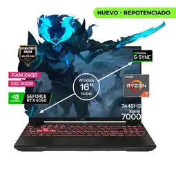 Falabella Portátil Gamer TUF A16 AMD Ryzen 7 RAM 24GB SSD 512GB RTX 4050 6GB FHD 144 Hz oferta