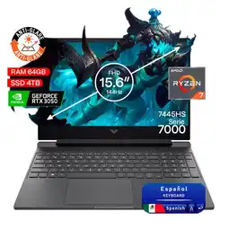 Falabella Portátil Gamer Victus AMD Ryzen 7 RAM 64GB SSD 4TB RTX 3050 6GB 144Hz oferta