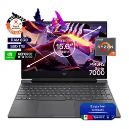 Falabella Portátil Gamer Victus AMD Ryzen 7 RAM 8GB SSD 1TB RTX 3050 6GB 144Hz oferta