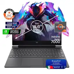 Falabella Portátil Gamer Victus AMD Ryzen 7 RAM 8GB SSD 2TB RTX 3050 6GB 144Hz oferta