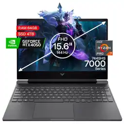 Falabella Portátil Gamer Victus AMD Ryzen 7 64GB/4TB RTX 4050 6GB oferta