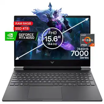 Falabella Portátil Gamer Victus AMD Ryzen 7 64GB/4TB RTX 4050 6GB oferta