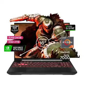 Falabella Portátil Gamer TUF A16 AMD Ryzen 7 RAM 24GB SSD 2TB RTX 4050 6GB FHD 144 Hz oferta