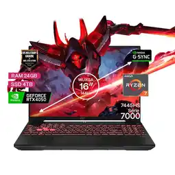 Falabella Portátil Gamer TUF A16 AMD Ryzen 7 RAM 24GB SSD 4TB RTX 4050 6GB FHD 144 Hz oferta