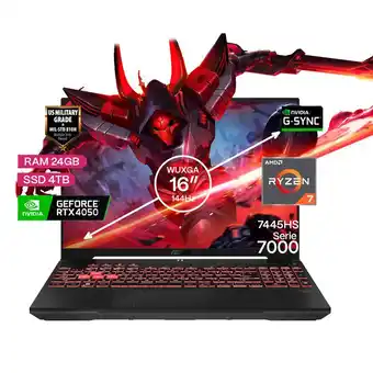 Falabella Portátil Gamer TUF A16 AMD Ryzen 7 RAM 24GB SSD 4TB RTX 4050 6GB FHD 144 Hz oferta