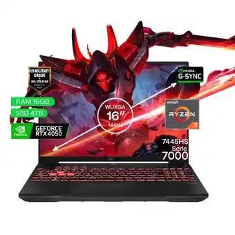Falabella Portátil Gamer TUF A16 AMD Ryzen 7 RAM 16GB SSD 4TB RTX 4050 6GB FHD 144 Hz oferta