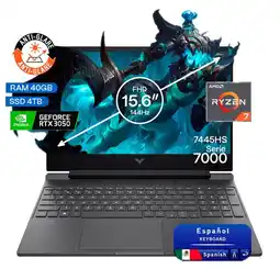 Falabella Portátil Gamer Victus AMD Ryzen 7 RAM 40GB SSD 4TB RTX 3050 6GB 144Hz oferta