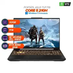 Falabella PORTÁTIL GAMER TUF F16 / Intel Core 5 210H / RTX 3050 / 32GB RAM / 1TB SSD / 16 WUXGA 144Hz oferta