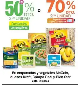Jumbo En empanadas y vegetales mccain, quesos kraft, campo real y bien star oferta