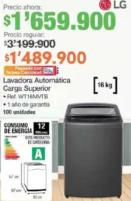 Jumbo Lg lavadora automática carga superior oferta