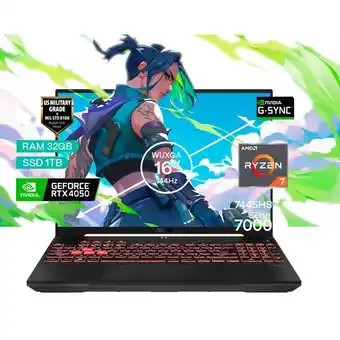 Falabella Portátil Gamer TUF A16 AMD Ryzen 7 RAM 32GB SSD 1TB RTX 4050 6GB FHD 144 Hz oferta