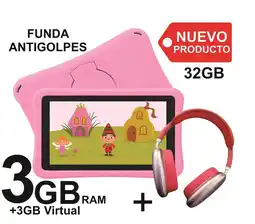 Falabella Tablet Niños 3GB RAM Android 13 32GB Wifi ROSADO+ DIADEMA PLAY oferta