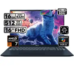 Falabella PORTÁTIL VIVOBOOK 16 RYZEN AI 7 16GB 512GB SSD PANTALLA 16″ WUXGA oferta