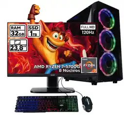Falabella PC AMD RYZEN 7 32GB RAM 1TB HDD MONITOR 24" RGB GAMING PACK oferta