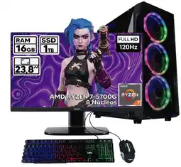Falabella PC AMD RYZEN 7 16GB RAM 1TB HHD MONITOR 24" RGB GAMING PACK oferta