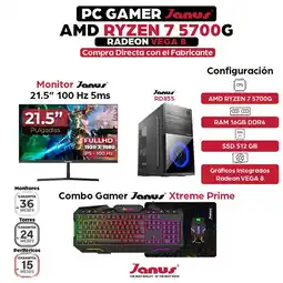 Falabella Computador de Escritorio Ryzen 7 5700G SSD 512GB RAM 16GB Monitor 22 121732 oferta