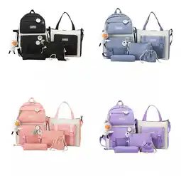 Falabella Maleta mochila morral bolso estuche escolar viajero 5 pz rosa oferta