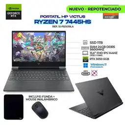 Falabella PORTÁTIL VICTUS/ AMD RYZEN 7 7445HS / RTX 3050 6GB / 24GB DDR5 / 1TB SSD / 15.6”+ FUNDA Y MOUSE oferta