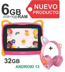 Falabella Tablet Niñas 6GB RAM (3+3) 32GB Android 13 Wifi ROSADO + DIADEMA oferta