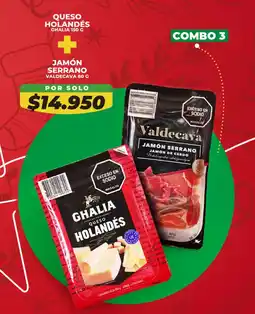 Tiendas D1 Ghalia queso holandés + Valdecava jamón serrano oferta