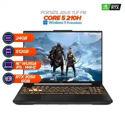 Falabella PORTÁTIL GAMER TUF F16 / Intel Core 5 210H / RTX 3050 / 24GB RAM / 512GB SSD / 16 WUXGA 144Hz oferta