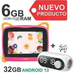 Falabella Tablet Niños 6GB RAM (3+3) 32GB Android 13 Wifi ROSADO + Parlante Bluetooth oferta