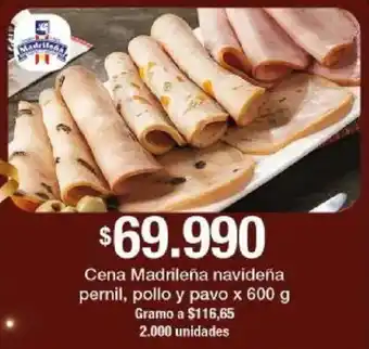 Cena Madrileña navideña pernil, pollo y pavo